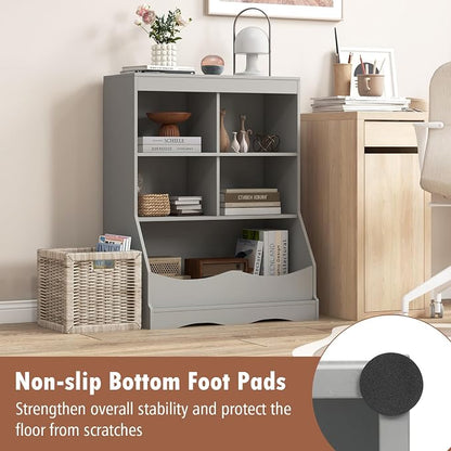 Storage Organizer, Small Bookcase w/ 4 Open Cubes & 1 Bottom Compartment - Image 9