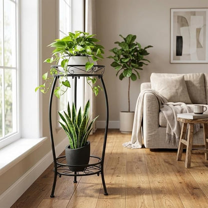 Plant Stand Indoor Outdoor 27.1'', 2 Tier Tall Metal Plant Stands, Heavy Duty - Image 2