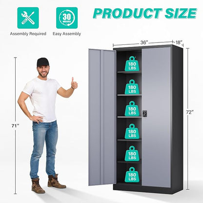 SISESOL Wide & Deep Metal Storage Cabinet - Image 2