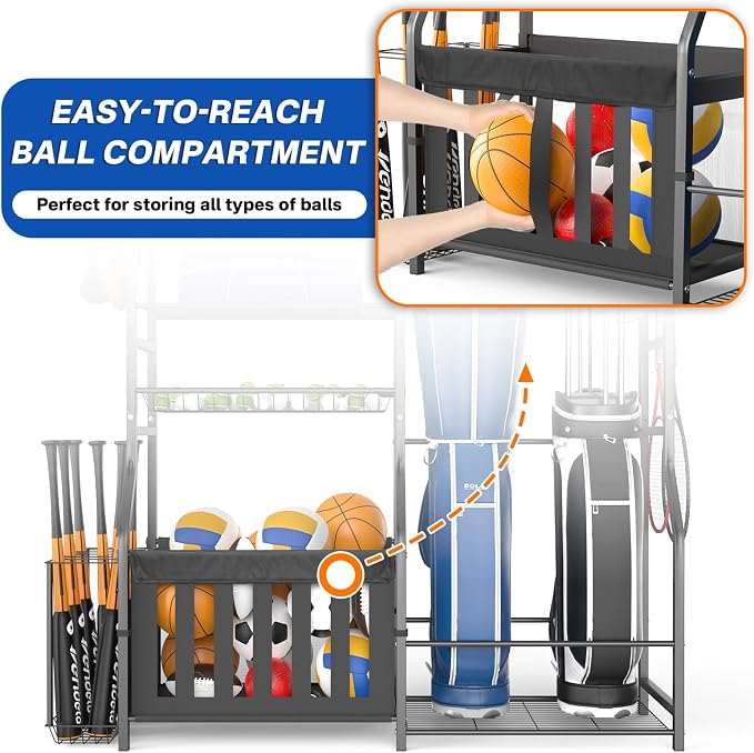 Garage Sports Equipment Organizer, Strong Load Bearing Golf Bag Organizer - Image 6