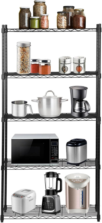 SUPER DEAL Black 5-Shelf Heavy Duty Storage Wire Shelving Unit - Image 2