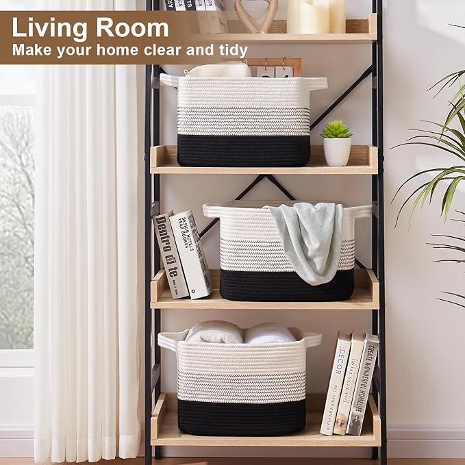 Storage Basket for Organizing, Woven Baskets for Storage, Rectangle Decorative - Image 4