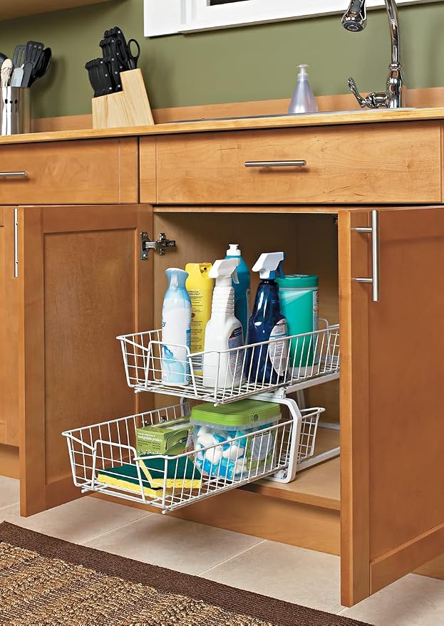 ClosetMaid 11 in. Pull Out Cabinet Organizer, 2 Tier, Heavy Duty, Slide Out - Image 8