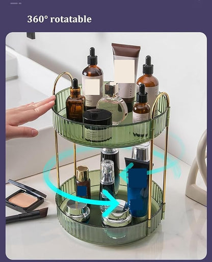 Bathroom Makeup Organizers, 2-Tiers 360° Rotating Makeup Organizer - Image 3