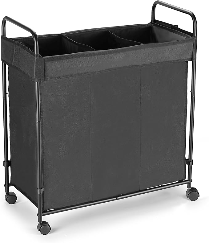 120L Laundry Hamper with Wheels, Rolling Laundry Sorter cart with Metal Frame by SweetBin