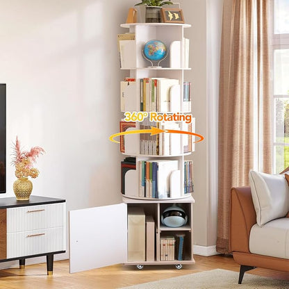 6 Tier Rotating Bookshelf Spinning Bookshelf Tower 360° Revolving Bookcase - Image 2