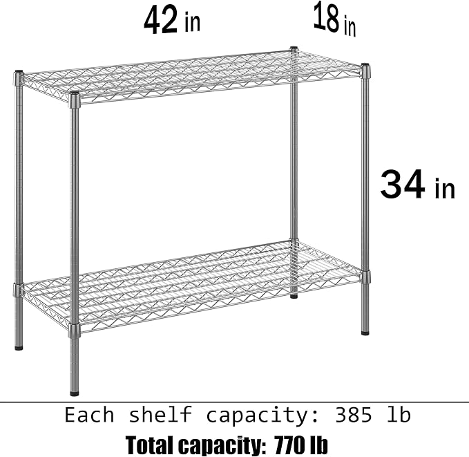 18" Deep x 42" Wide x 34" Height Wire Shelving Kit | 2-Tier | NSF Commercial - Image 3