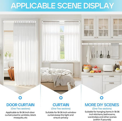 2 Pack Spring Tension Curtain Rod 18-36 inch, Adjustable Expandable Tension - Image 5