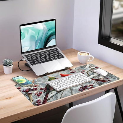 Winter Cardinal Bird Gaming Mouse Pad 35.4"x15.7"Desk Mat Anti-Slip Rubber Base - Image 7