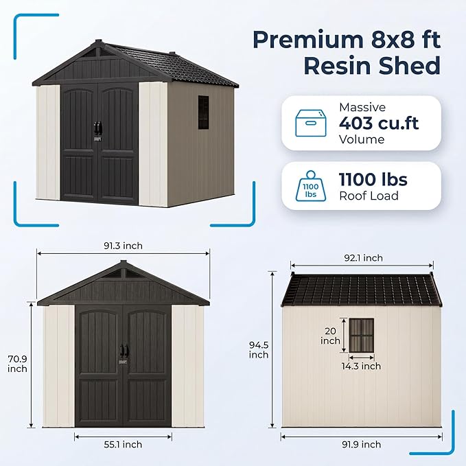 Devoko 8 x 8 FT Plastic Storage Shed - Image 2