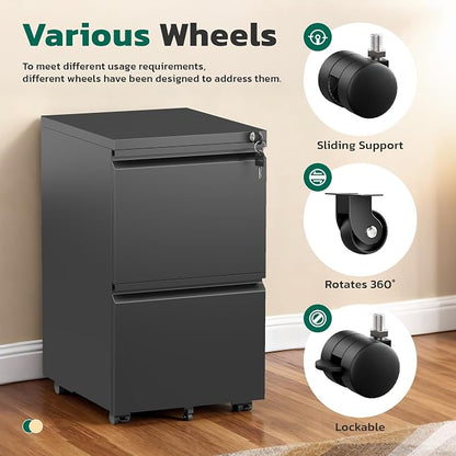 Greenvelly 2 Drawer Mobile File Cabinet - Image 6