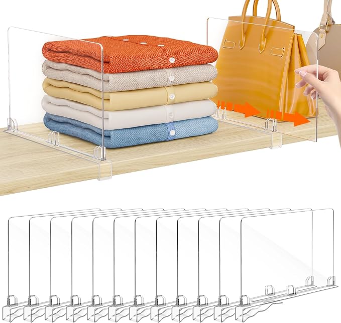 Fixwal 12 PCS Detachable Acrylic Shelf Dividers by Fixwal