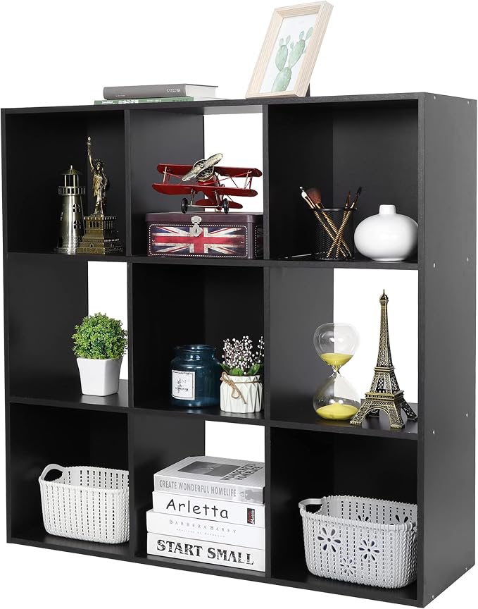 SUPER DEAL 9 Cube Open Shelf Bookcase 3 Tier Bookshelf Wood Cabinet Storage - Image 4