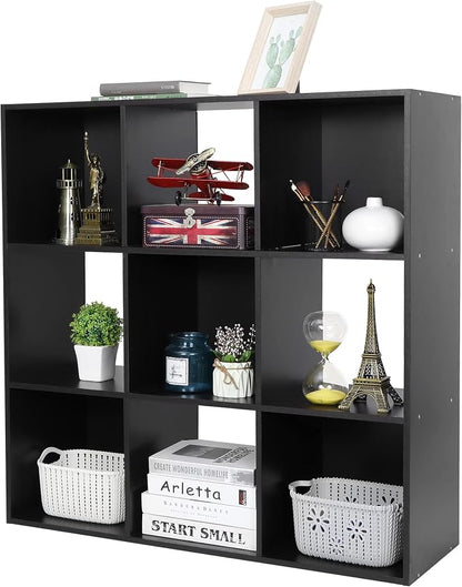 SUPER DEAL 9 Cube Open Shelf Bookcase 3 Tier Bookshelf Wood Cabinet Storage - Image 4