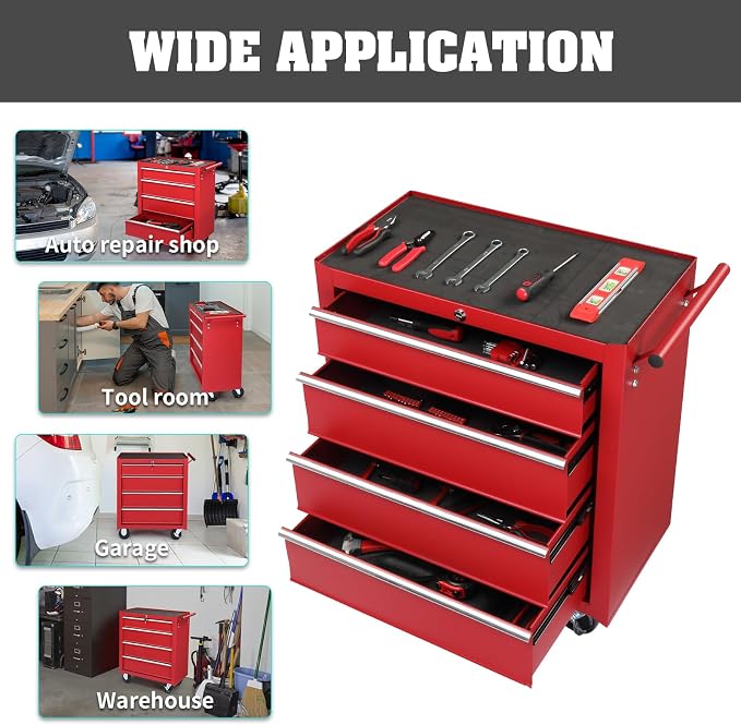 Metal Rolling Tool Box Organizer | Lockable Tool Chest - Image 7