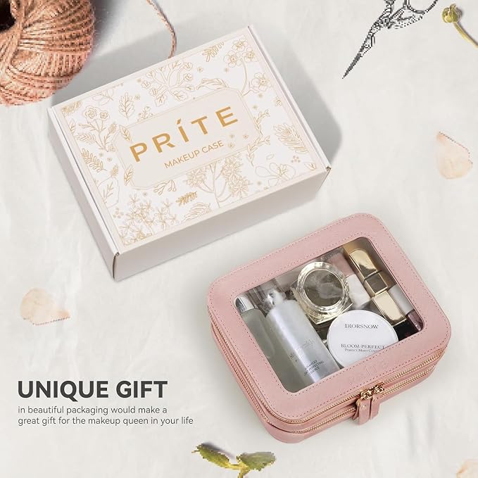 Prite Double Layer Makeup Bag for Women Portable Clear Makeup Bag Cute - Image 6