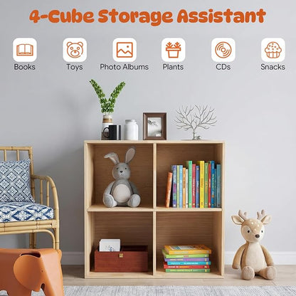 4 Cube Storage Shelf, 2-Tier Solid Wood Cube Storage Organizer, Vertical or - Image 4