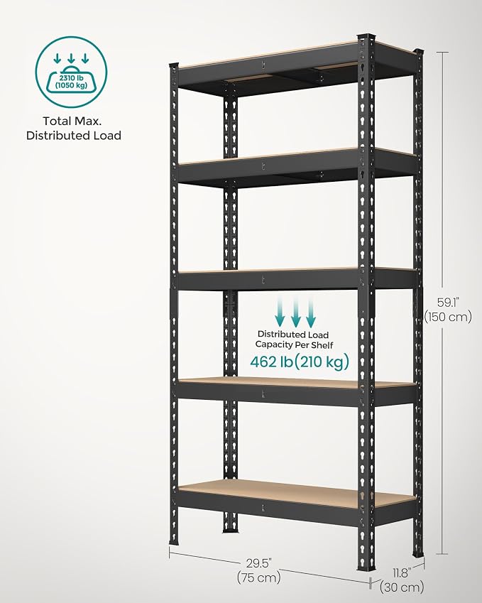 SONGMICS 5-Tier Storage Shelves, Load 2310 lb, Garage Storage, Boltless Assembly - Image 3