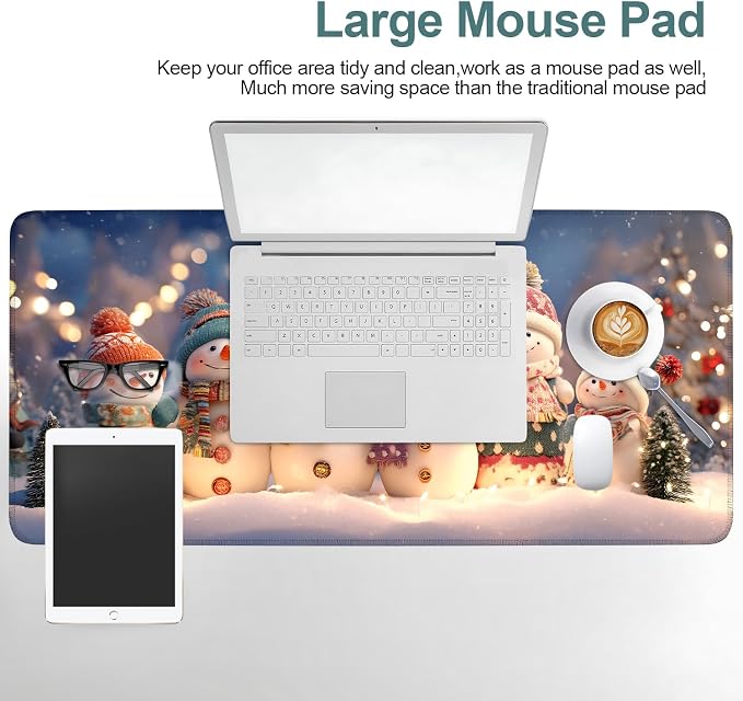 Six Snowmen Gaming Mouse Pad 35.4"x15.7"Desk Mat Anti-Slip Rubber Base & - Image 6