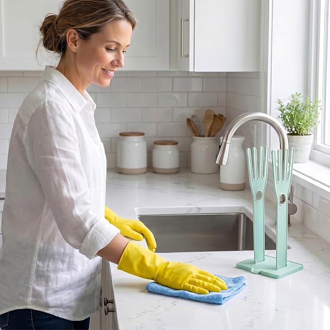 Kitchen Dish Glove Holder Reusable Plastic Dishwashing Gloves Drying Rack - Image 6