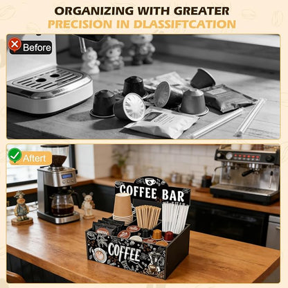 Coffee Bar Organizer Wooden Coffee Station Organizer - Image 3
