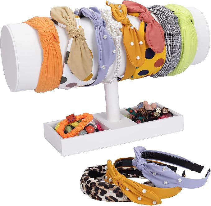 White Leather Headband Holder Organizer Storage Headband Stand Display Baby by SYYSY