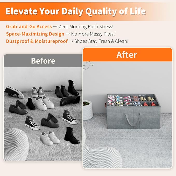 Aokeyee 2 Pack Shoe Organizer for Closet, Large Shoe Storage Box Fits up to 48 - Image 5