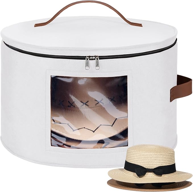 Lifewit Round Cowboy Hat Box for 7 Caps, Large Felt Hat Organizer Bag for Men & by Lifewit