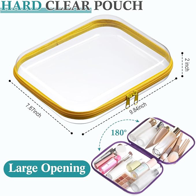 Sanwuta 6 Pcs Clear Hard Zipper Case Pencil Pouches Hard Plastic Zipper Pouches - Image 2