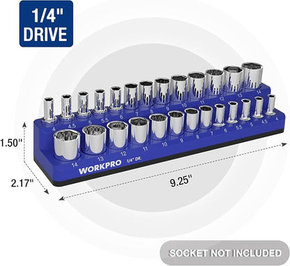 WORKPRO Magnetic Socket Organizer, 1/4-Inch Metric Socket Holder, Tool Trays - Image 3