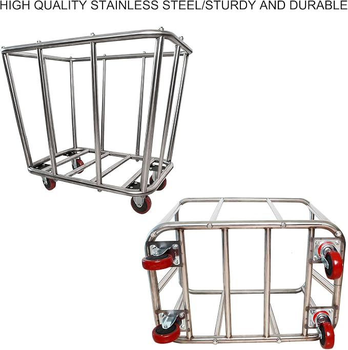 10 Bushel Laundry Cart with Wheels, Heavy Duty Industrial Rolling Commercial - Image 5