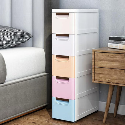 5 Drawers Slim Storage Cabinet, Rolling Narrow Cabinet - Image 4