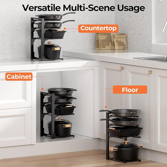 MUDEELA 2 Pack Pots and Pans Organizer under Cabinet, 4-Tier Heavy Duty Pan - Image 6