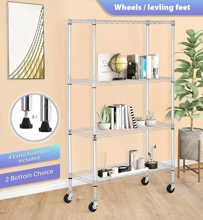 FDW 4-Tier Wire Shelving Storage Shelves Adjustable NSF Wire Shelf Heavy Duty - Image 4