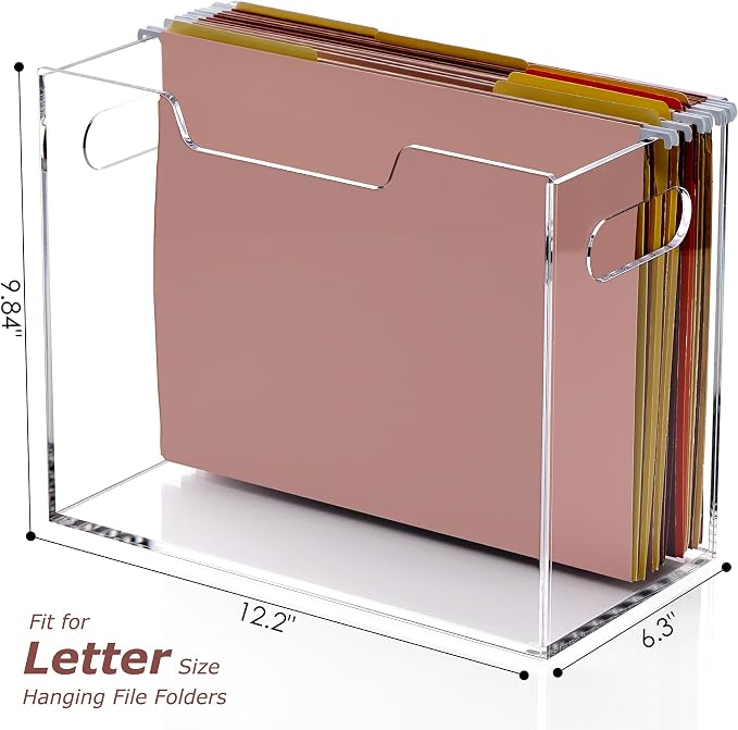DINGHUO Acrylic File Folder Organizer Box, Letter Size Hanging File Organizer - Image 3