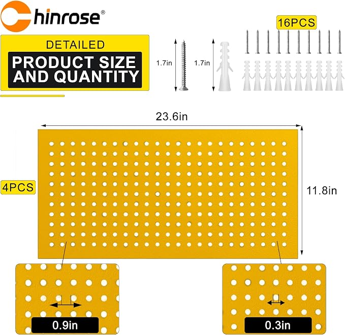 Metal Peg Board Panels for Workbench, Shed Modular Peg Board Organizer Board Kit - Image 2