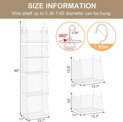 Sonyabecca 5-Tier Hanging Laundry Basket Organizer: Foldable Wire Shelf Basket - Image 7