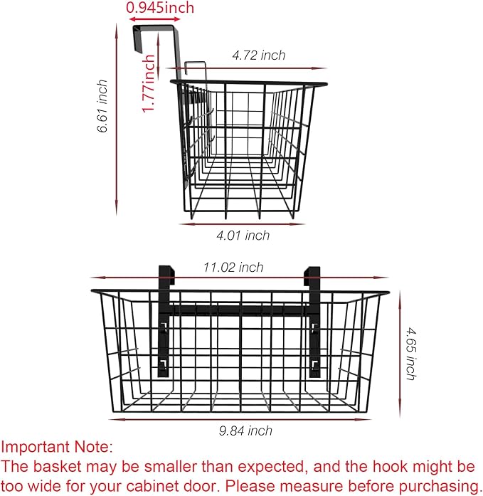MaraFansie Basket with Hook, Grid Storage Basket, Over the Cabinet Door - Image 5