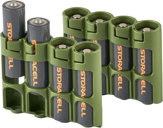 Storacell AA Battery Storage Caddy, Military Green, Holds 4 Batteries - Image 2