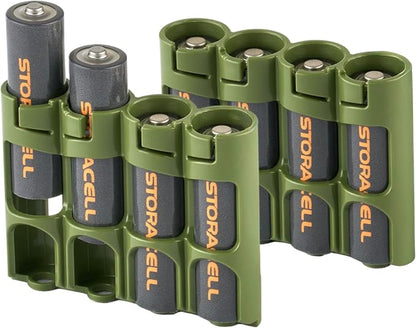 Storacell AA Battery Storage Caddy, Military Green, Holds 4 Batteries - Image 2