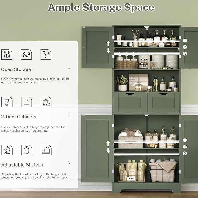 Iwell 58" H Tall Bathroom Storage Cabinet - Image 4