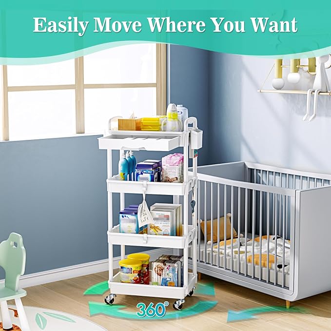 SUNALLY 4 Tier Rolling Utility Cart - Image 4