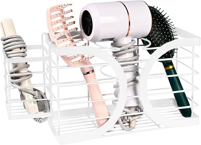 Elegant White Wall Mounted Hair Dryer Holder by Unknown