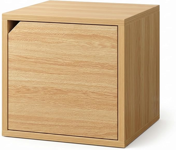 Modular Storage Cube with Door, 11.8" x 11.8" Multipurpose Wooden Bookshelf and by kikbo