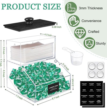 2 in 1 Dryer Sheet Holder & Laundry Pods Container, Laundry Detergent Organizer - Image 2