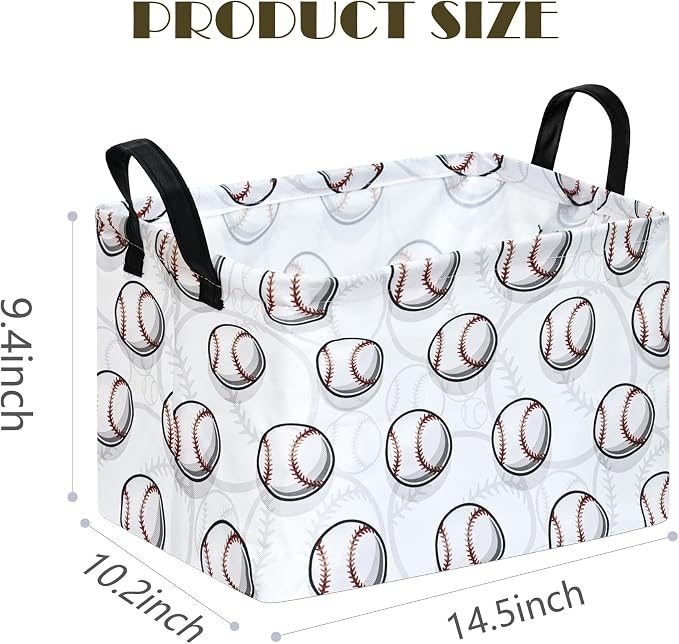Kids Storage Basket Empty, Baseball Waterproof Storage Bins Organizer, Foldable - Image 7
