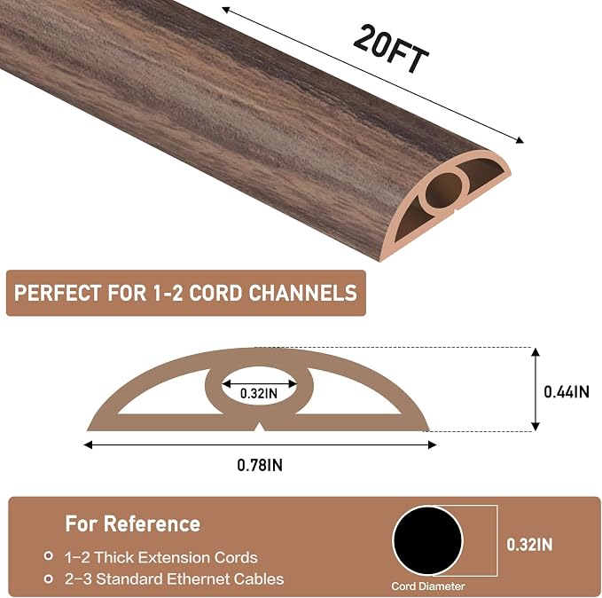 Floor Cord Cover Self Adhesive Cord Hider Floor Extension Cord Covers - Image 2