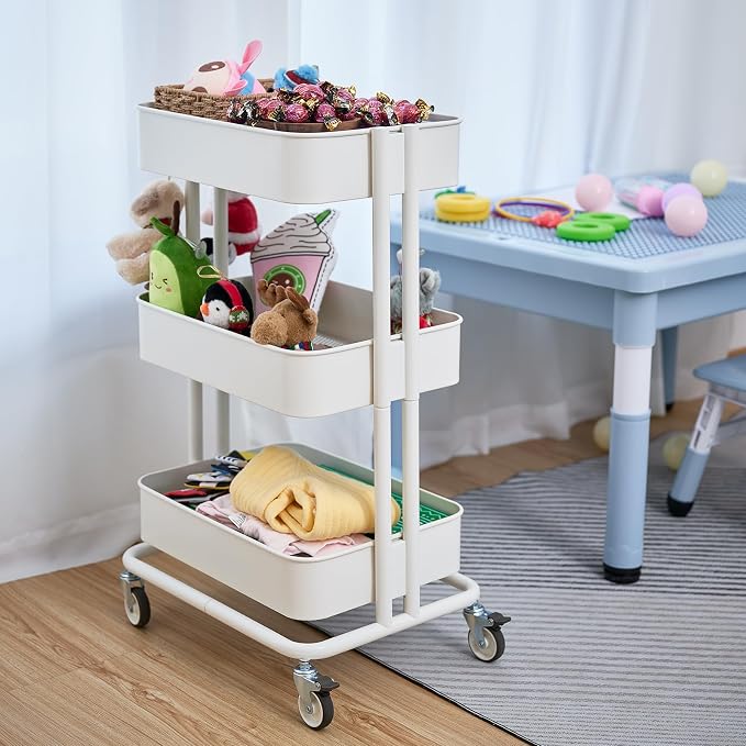3 Tier Rolling Cart Metal Heavy Duty Utility Cart - Image 8