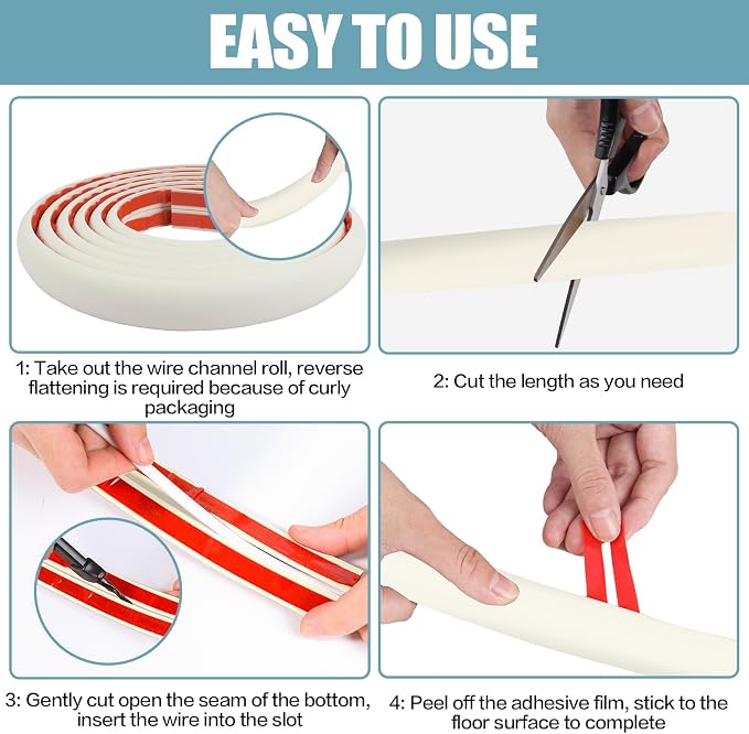 Floor Cord Cover Cable Cavity Self Adhesive Cord Hider Floor 10FT Floor Cable - Image 8