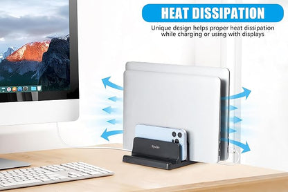 Ryvlan Vertical Laptop Stand, 3 Slot Adjustable Laptop Storage Rack and Desk - Image 7
